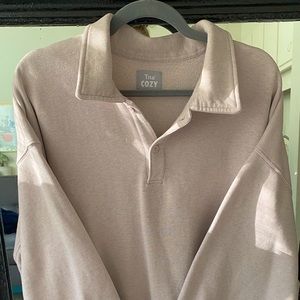 TNA | Cozy Fleece Boyfriend Polo Sweatshirt | Size 3 (L/XL)